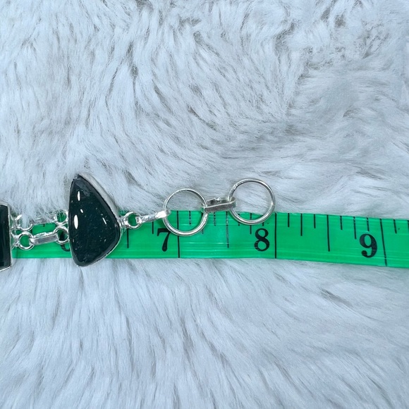 Moss Agate 925 Rectangles Necklace & Bracelet Set - Picture 8 of 9